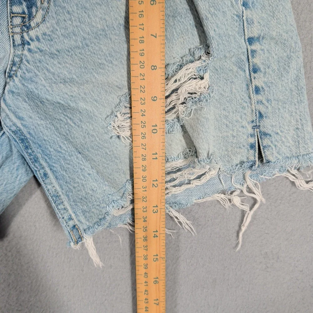 Aeropostale Shorts Baggy Short Women 0 Blue Denim Distressed Raw Hem